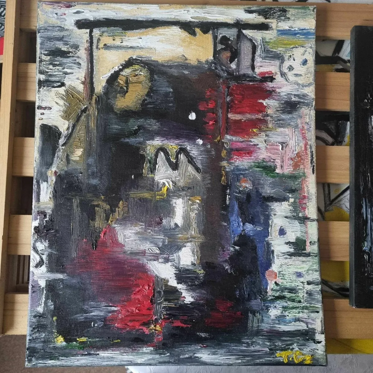 Original Oil Painting Canvas Signed Abstract Art - Image 3