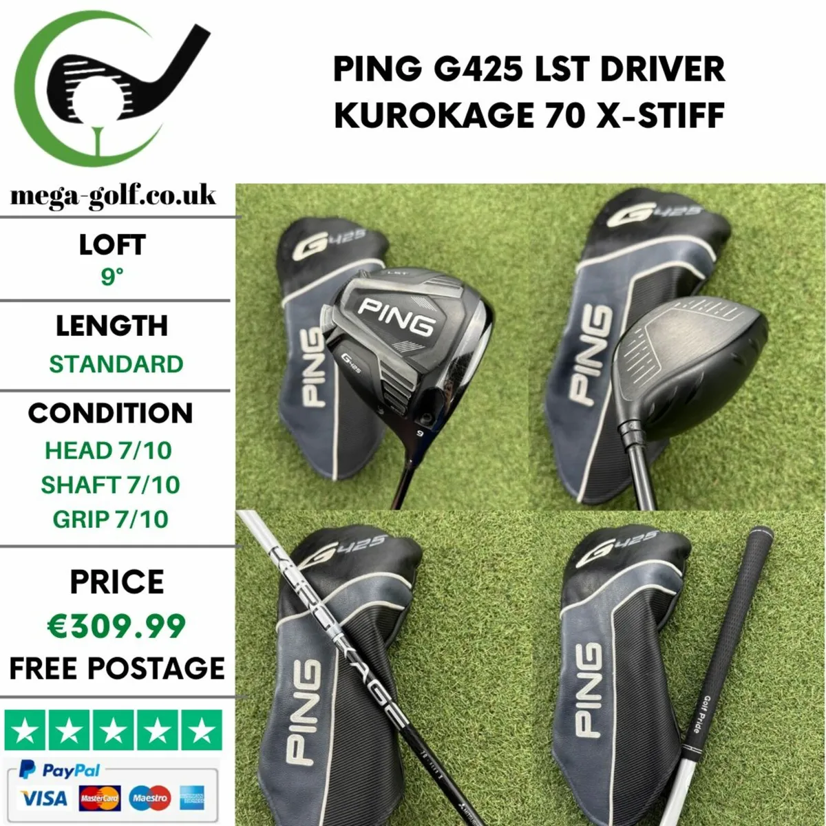 PING G425 LST DRIVER / 9° / KUROKAGE 70 X-STIFF - Image 1