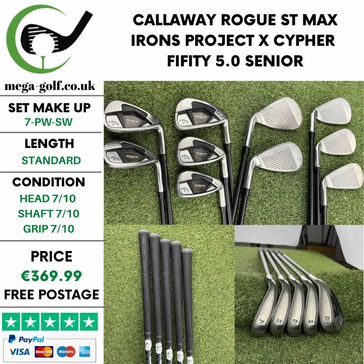 CALLAWAY ROGUE ST MAX IRONS / 7-PW-SW / SENIOR - Image 1