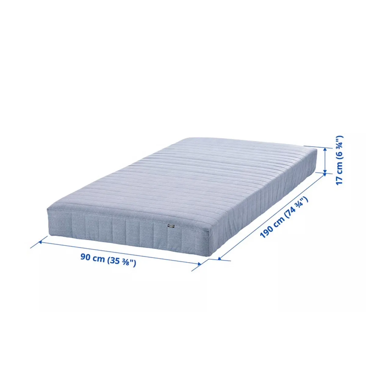 Ikea Sprung mattress firm/light blu Standard Singl - Image 2