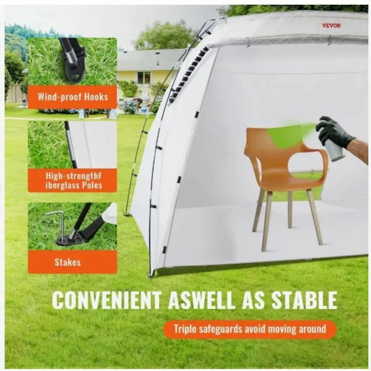 Spray Paint Shelter, 3.0m x 2.1m x 1.8m Portable - Image 3