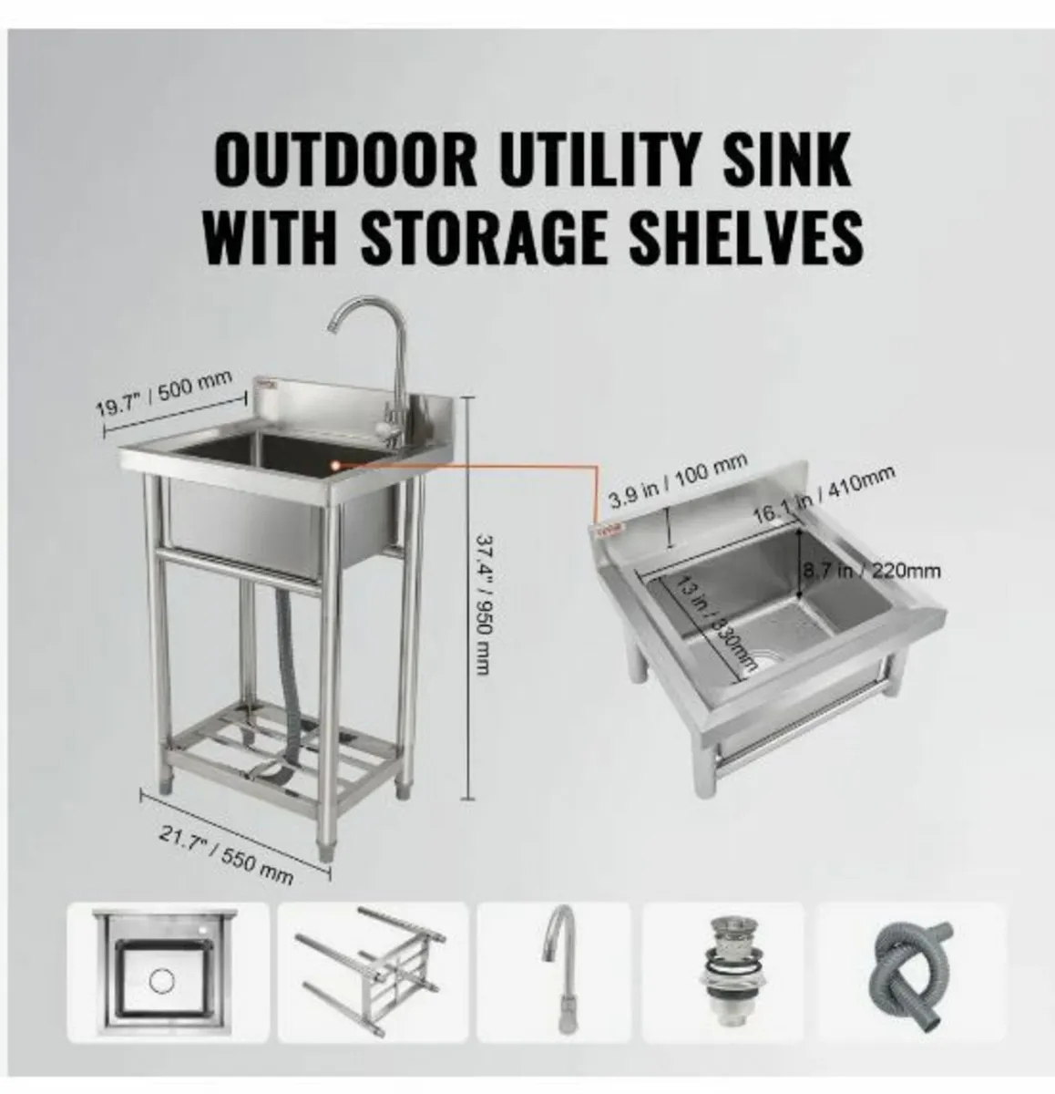 Stainless Steel Utility Sink, 1 - Image 2