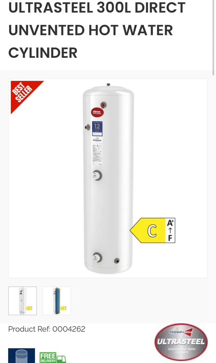 NEW 300L Direct unvented hot water cylinder - Image 1