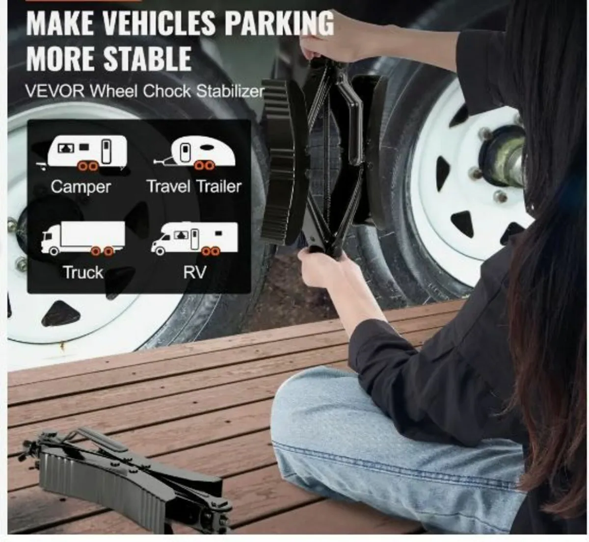 Wheel Chock Stabilizer 2 Sets for RV Travel Traile - Image 2
