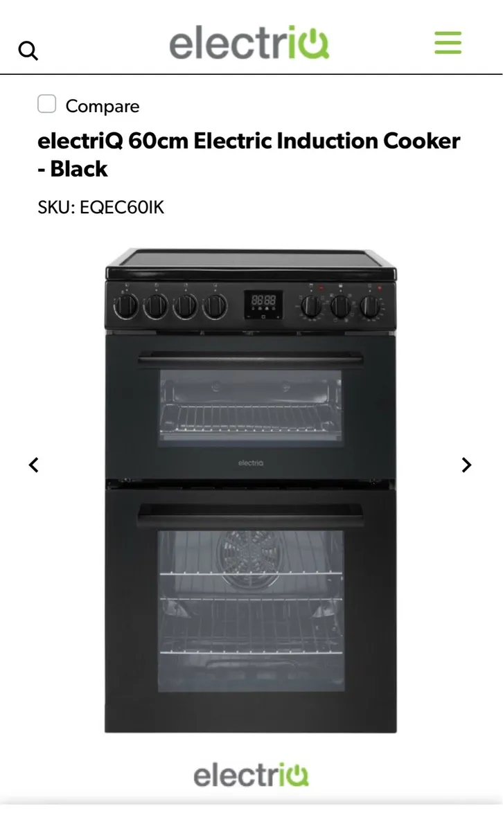 electriQ 60cm Electric Induction Cooker - Black