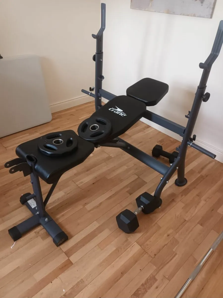 Bench Press with olympic bar & weights - Image 1