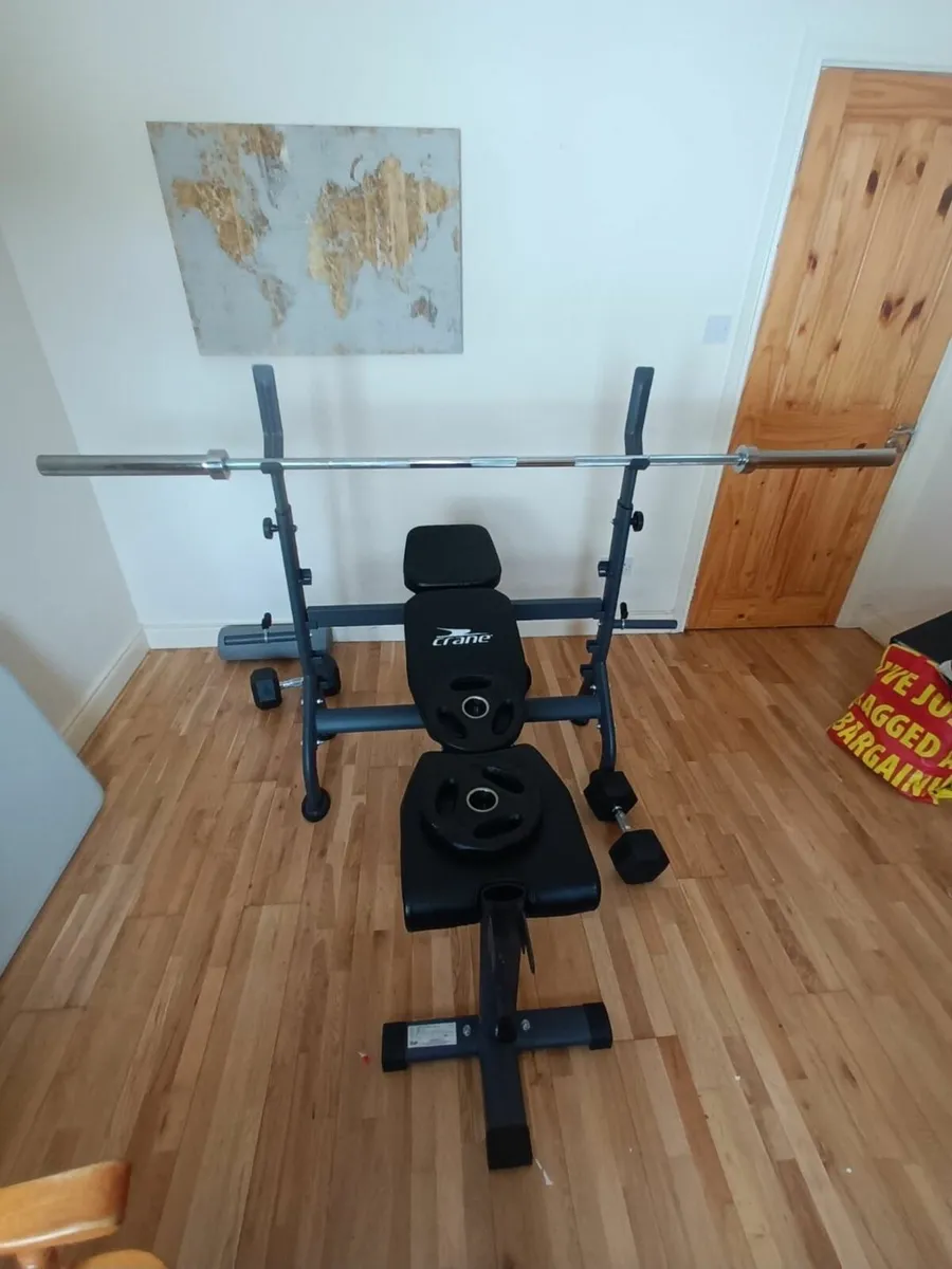 Bench Press with olympic bar & weights - Image 2