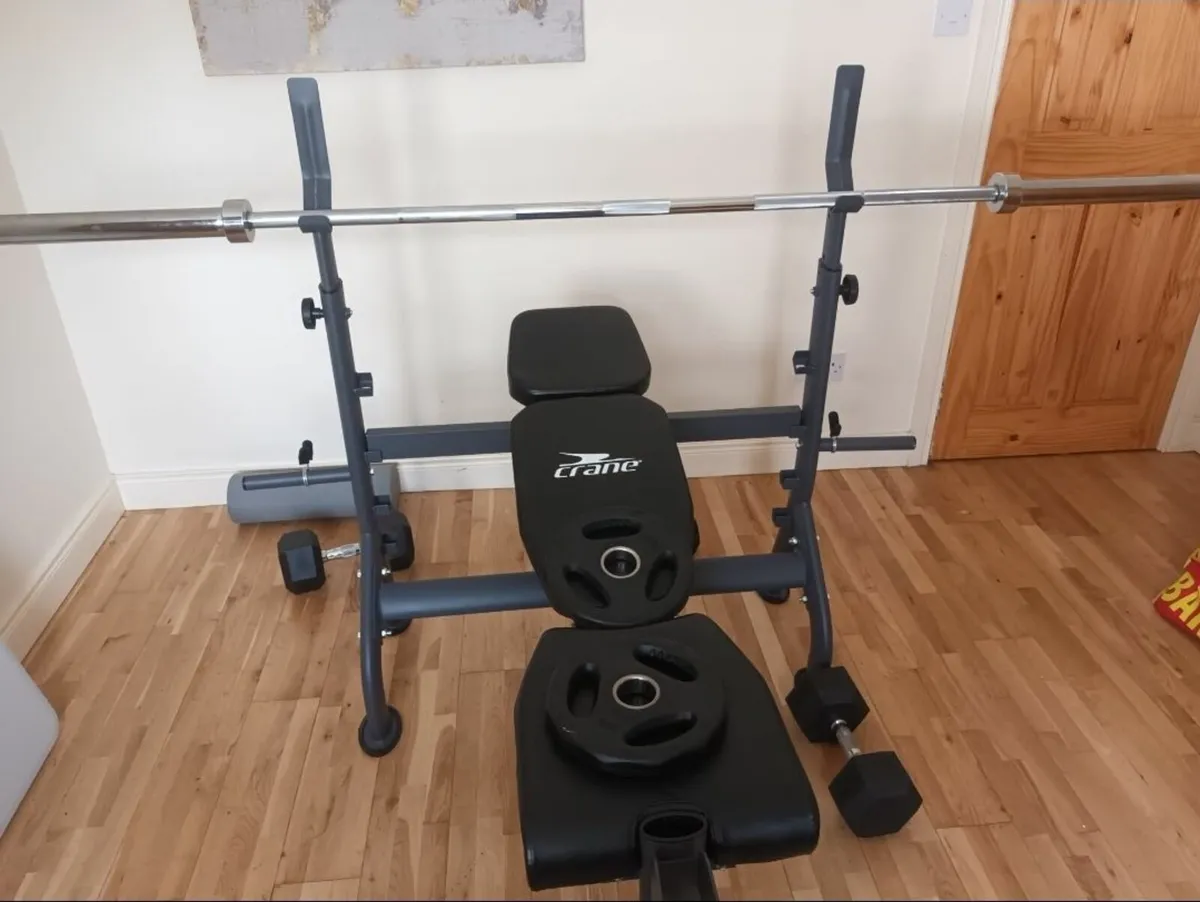 Bench Press with olympic bar & weights - Image 3