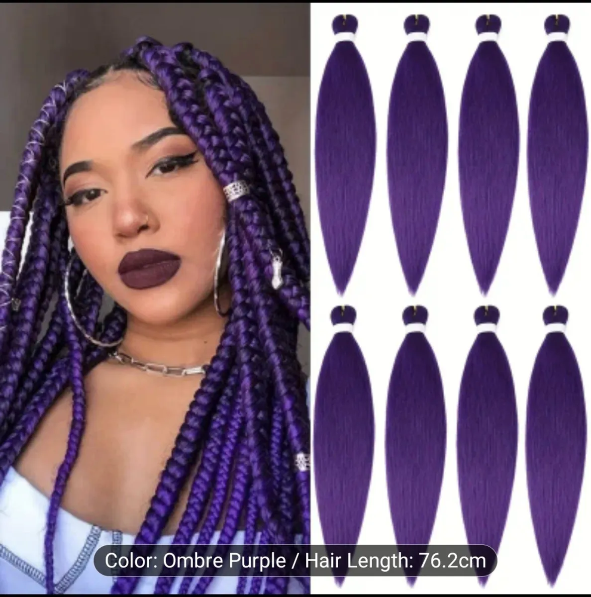 Hair Extensions Black Purple Ombr 76.2 cm - Image 1