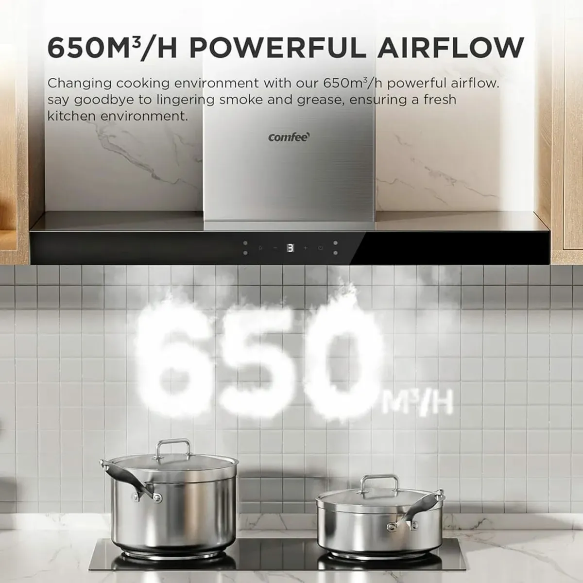 90 cm Chimney Hood 90M77 Class A+++ Stainless Stee - Image 2
