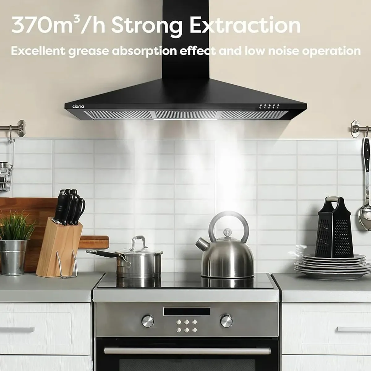 Cooker Hoods 90cm CBCB9201 Black Wall-Mounted Chim - Image 4
