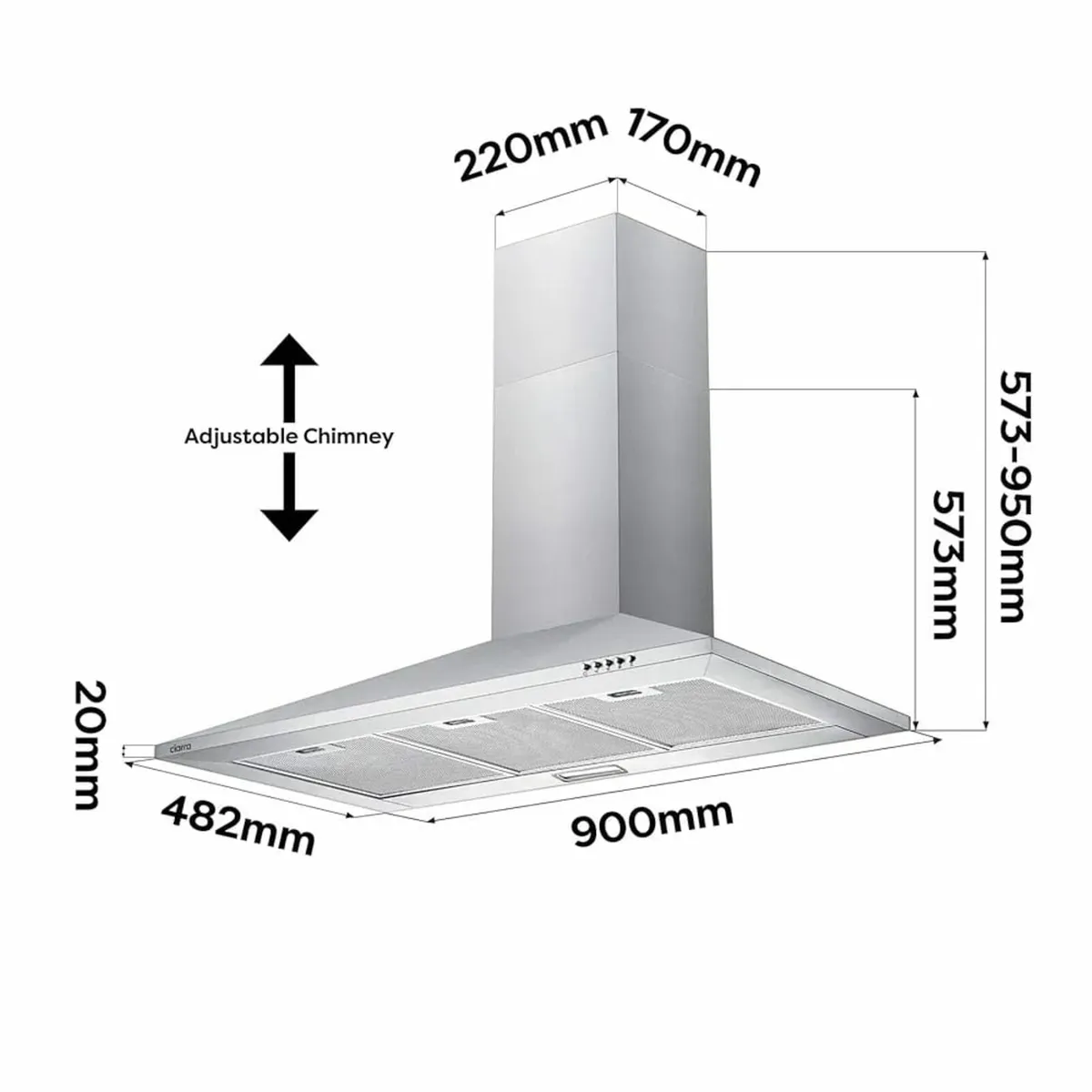 Wall-Mounted Cooker Hoods 900mm CBCS9201 with Carb - Image 2