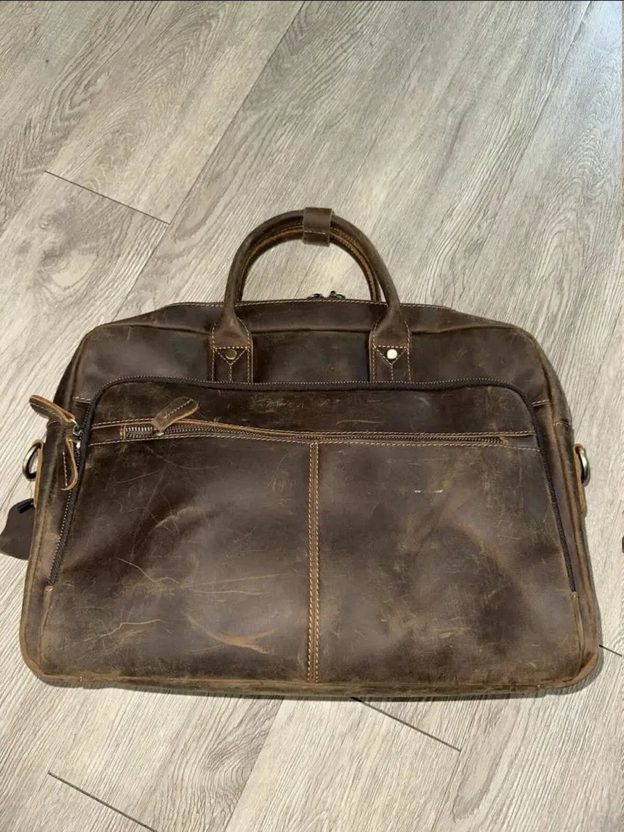 Vintage Distressed Brown Leather Messenger