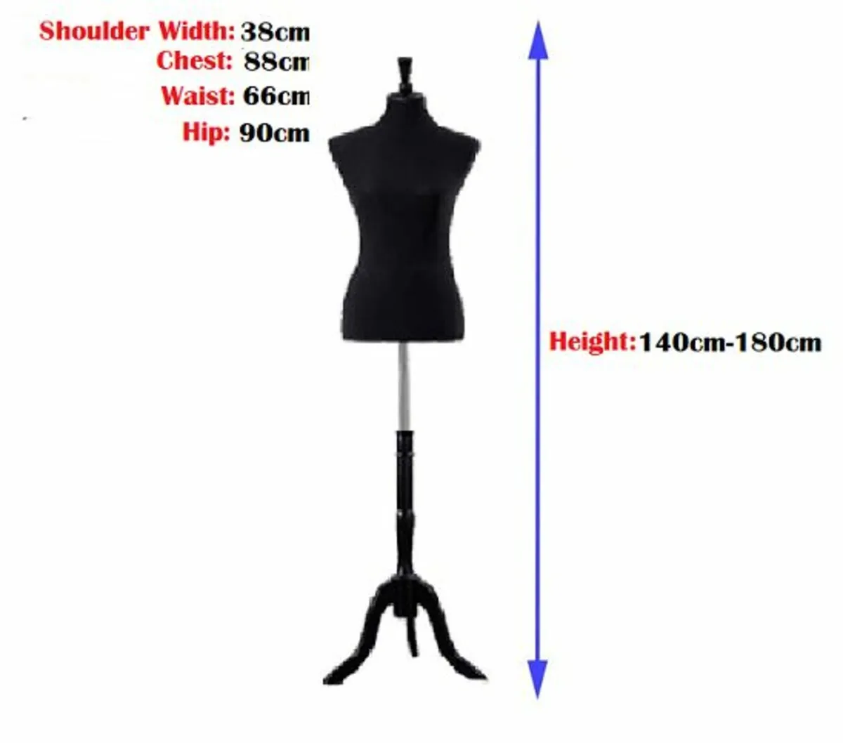 New Womens Tailors Bust Dummy (Black)FREE Delivery - Image 2