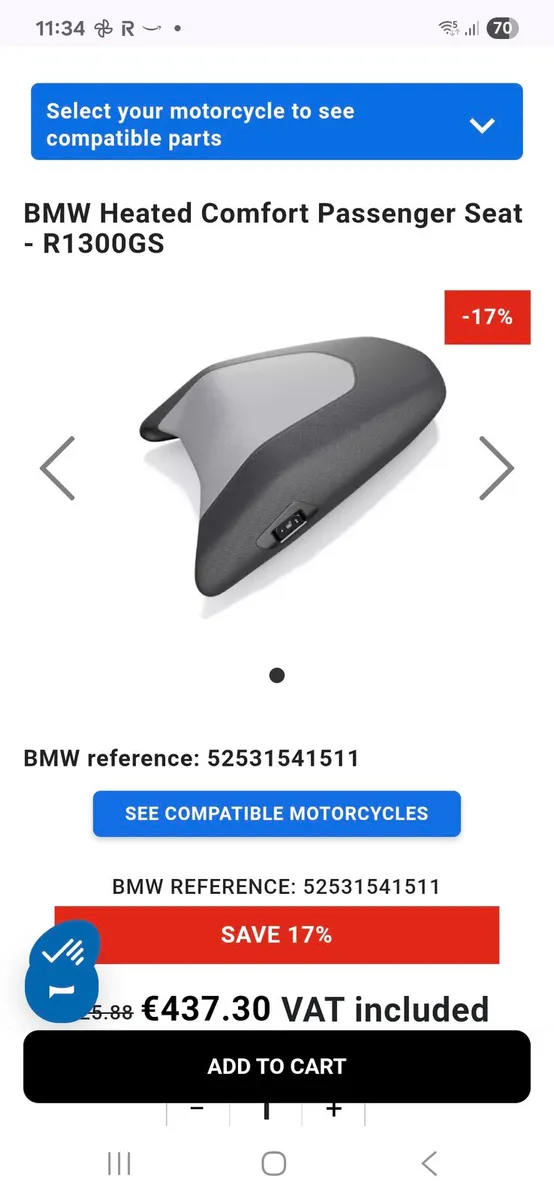 BMW R1300GS OEM heated comfort seats - Image 3