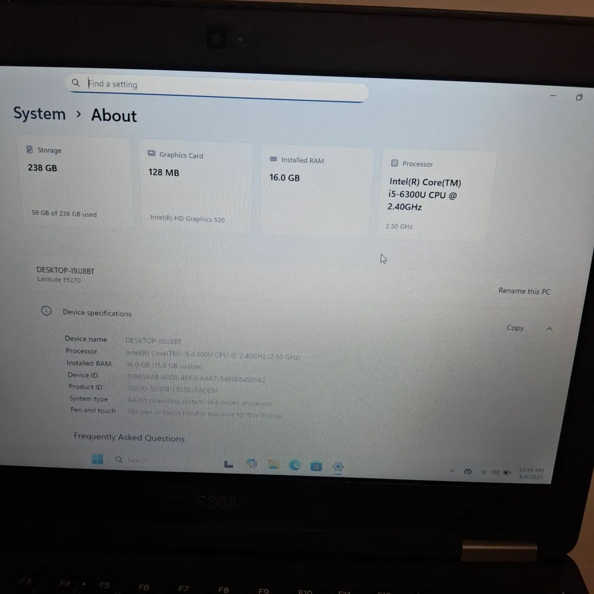 Dell Latitude E5270 Laptop | i5-6300U | 16GB RAM | - Image 3