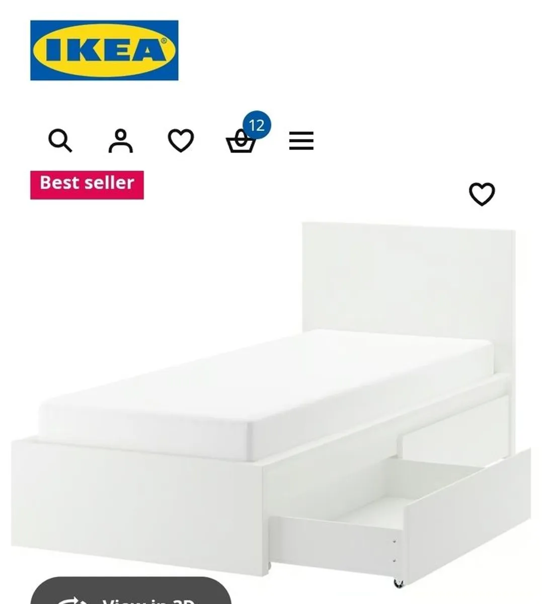 Three white Single beds with drawers(Ikea, Malm) - Image 1