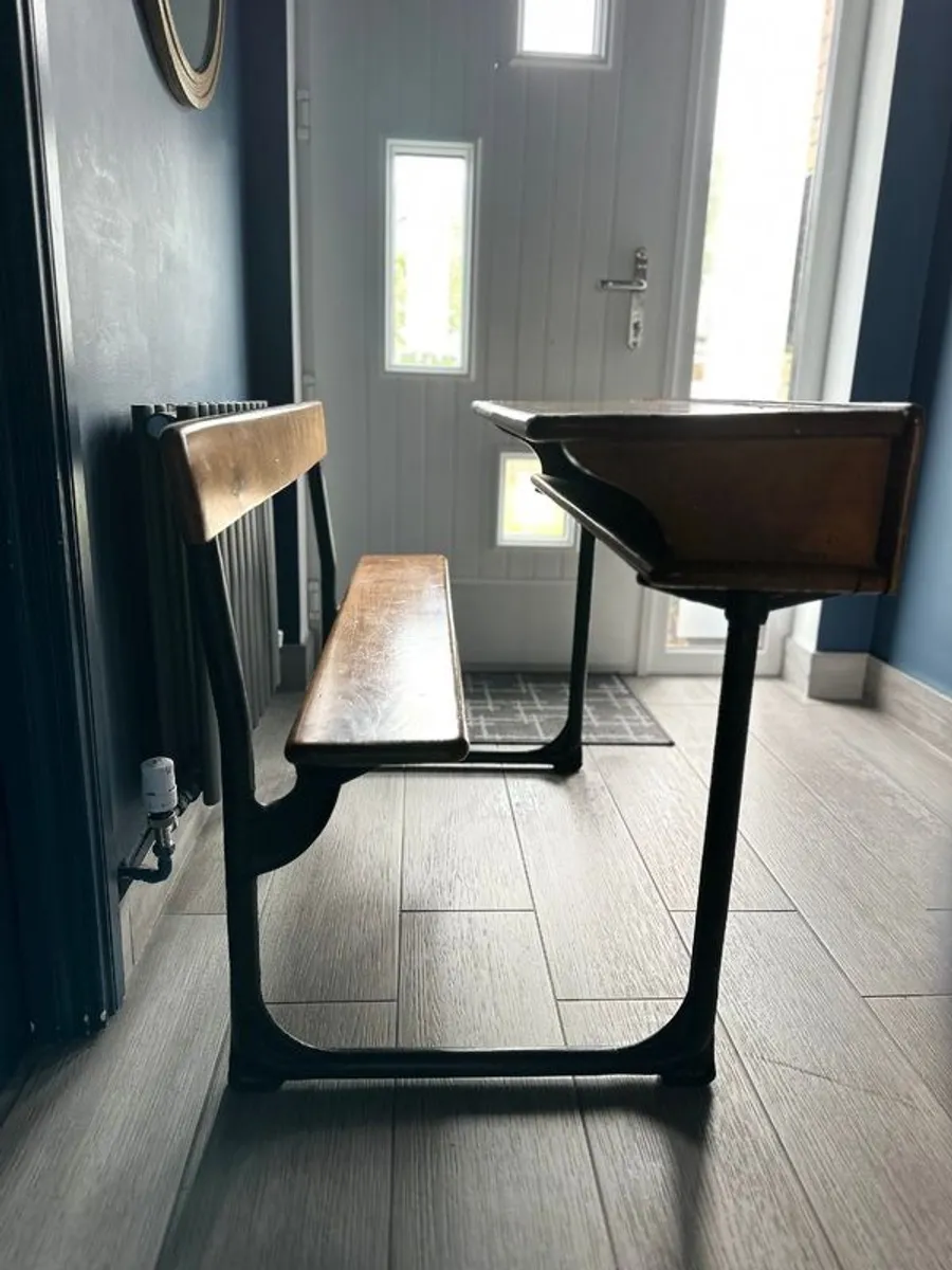 Vintage Irish Wooden School Desk For Sale! - Image 2