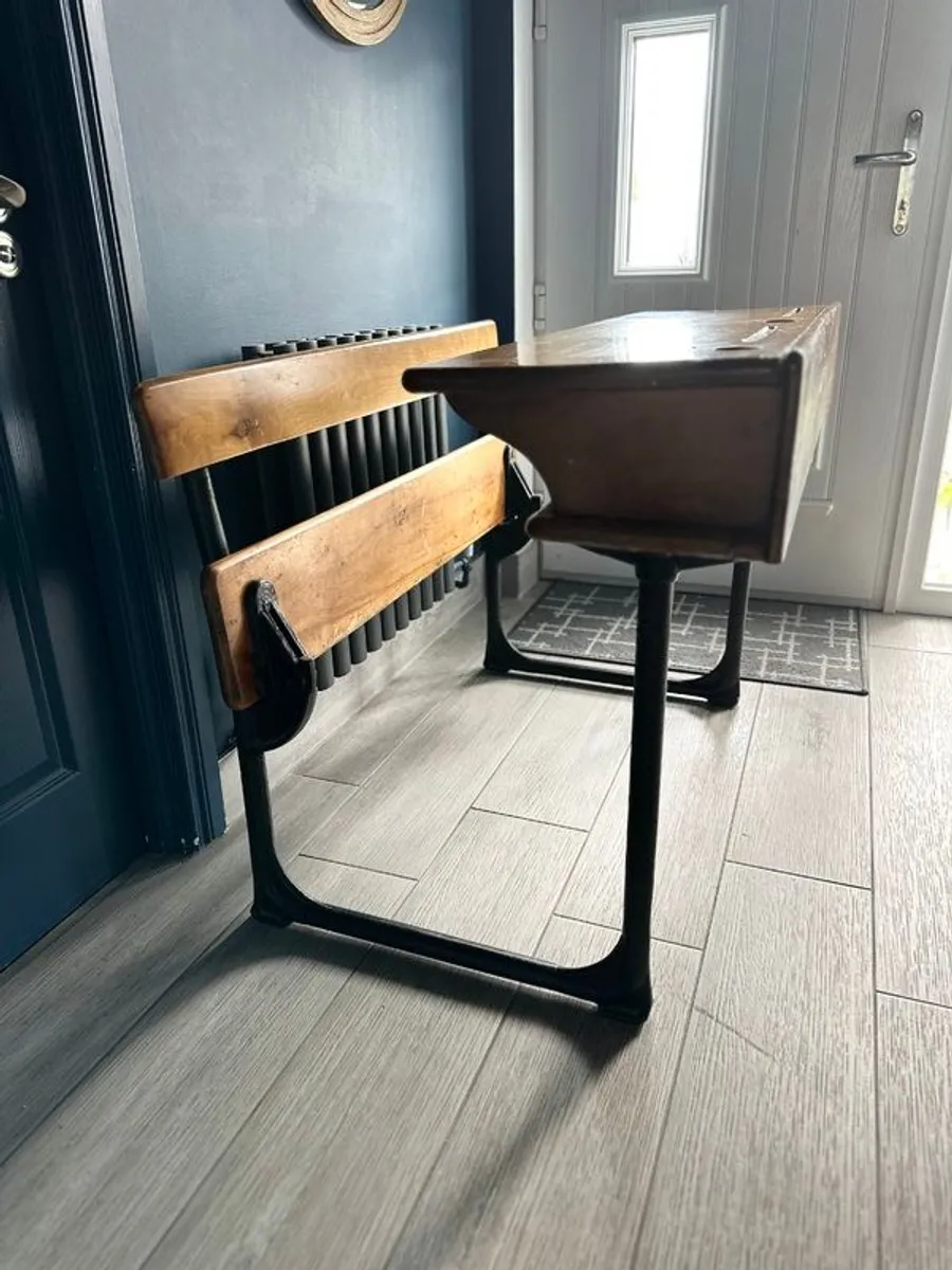 Vintage Irish Wooden School Desk For Sale! - Image 3