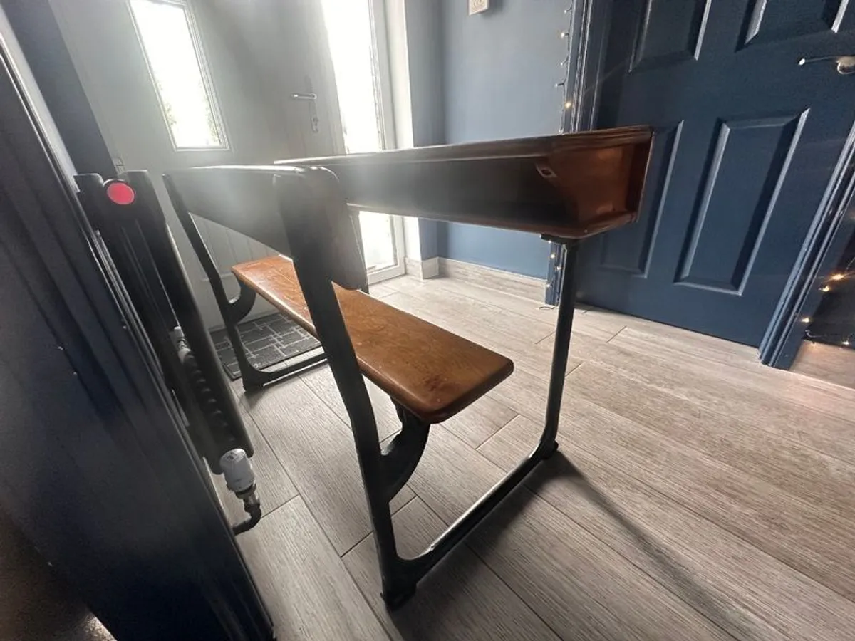Vintage Irish Wooden School Desk For Sale! - Image 4