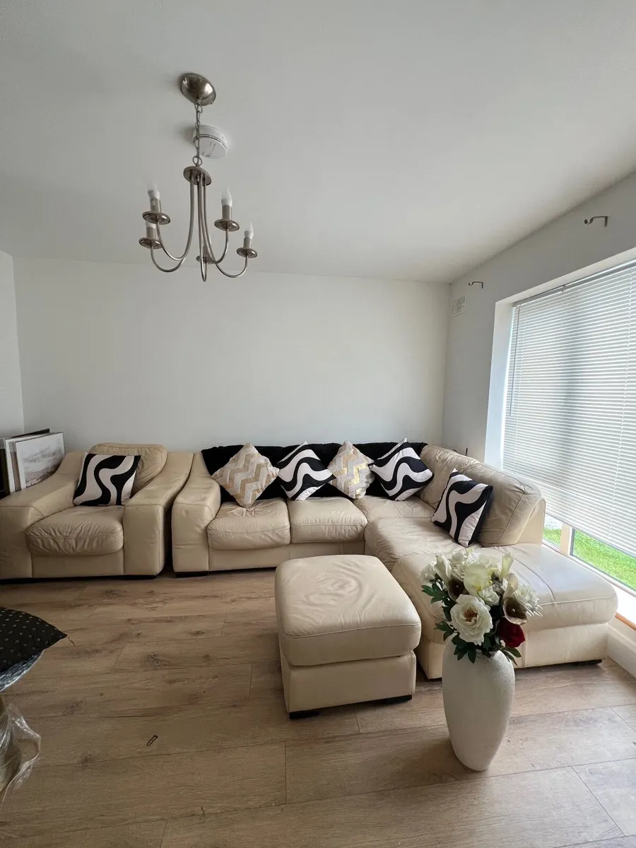 L shaped corner sofa armchair and stool - Image 1
