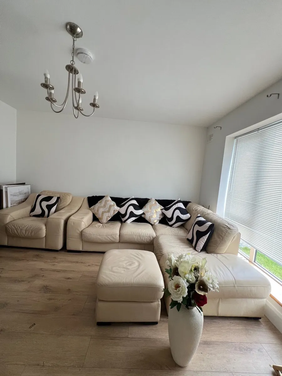 L shaped corner sofa armchair and stool - Image 2