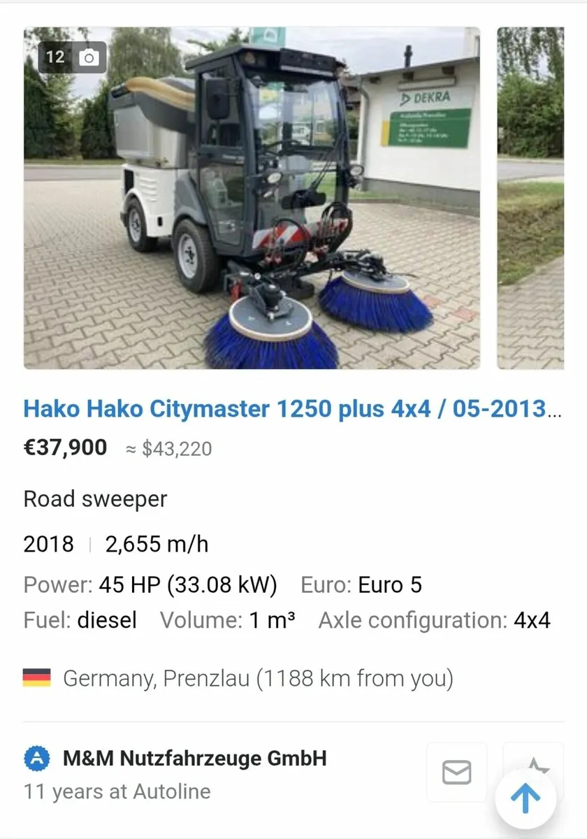 2018 Hako Citymaster 1250 Plus Roadsweeper - Image 2