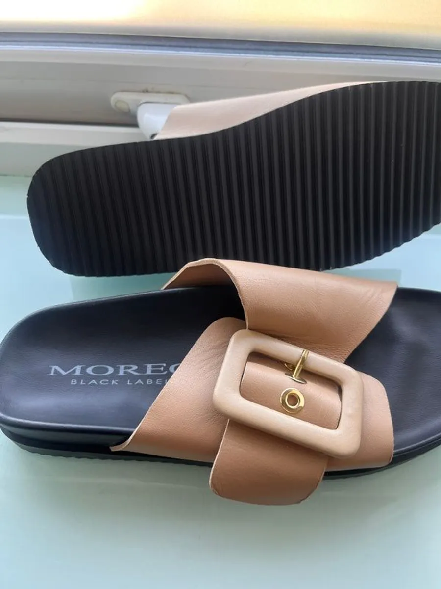 Moreo Italian Leather Nude Slides New - Image 3