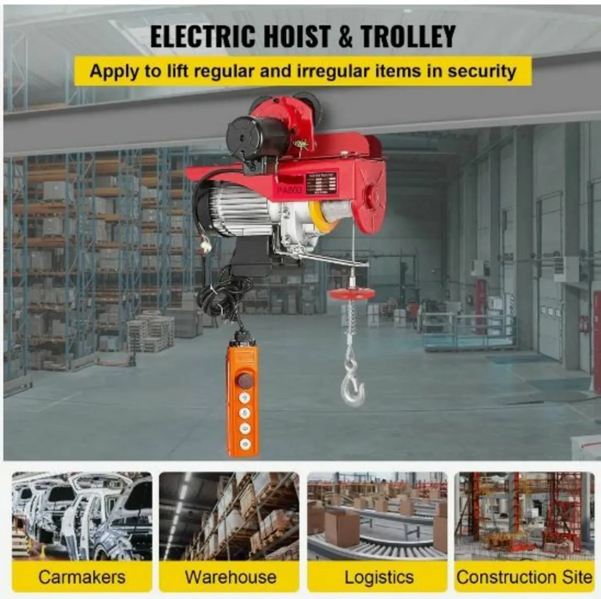 800Kg/1700Lbs Electric Trolley Hoist 1300W - Image 3