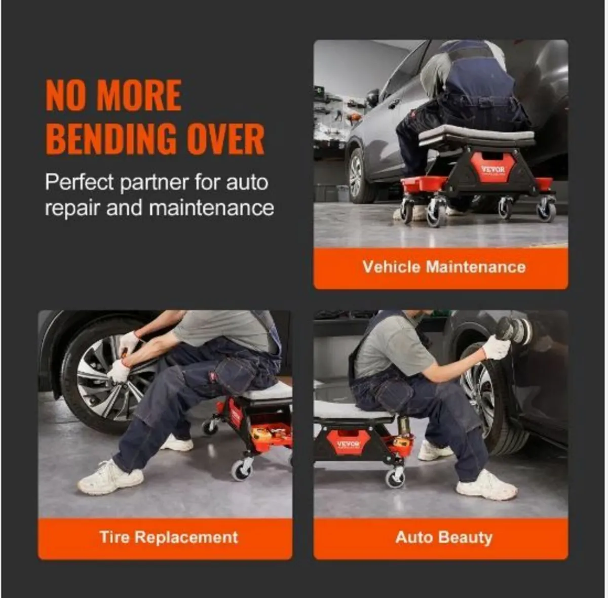 Mechanics Stool, 136.1kg Capacity - Image 4