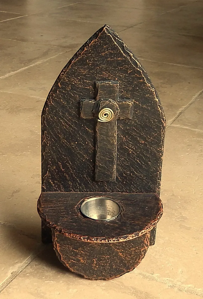 Handcrafted Slate Holy Water Font - Image 1