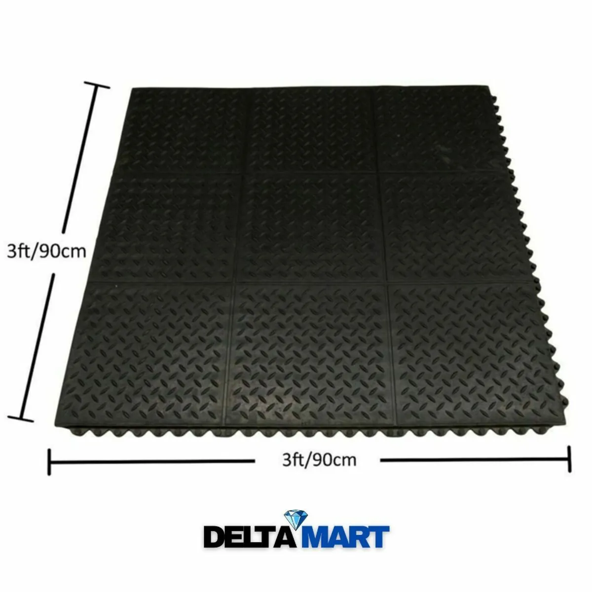 14mm Thick Rubber Gym Mat – 3ft x 3ft with Checke - Image 4