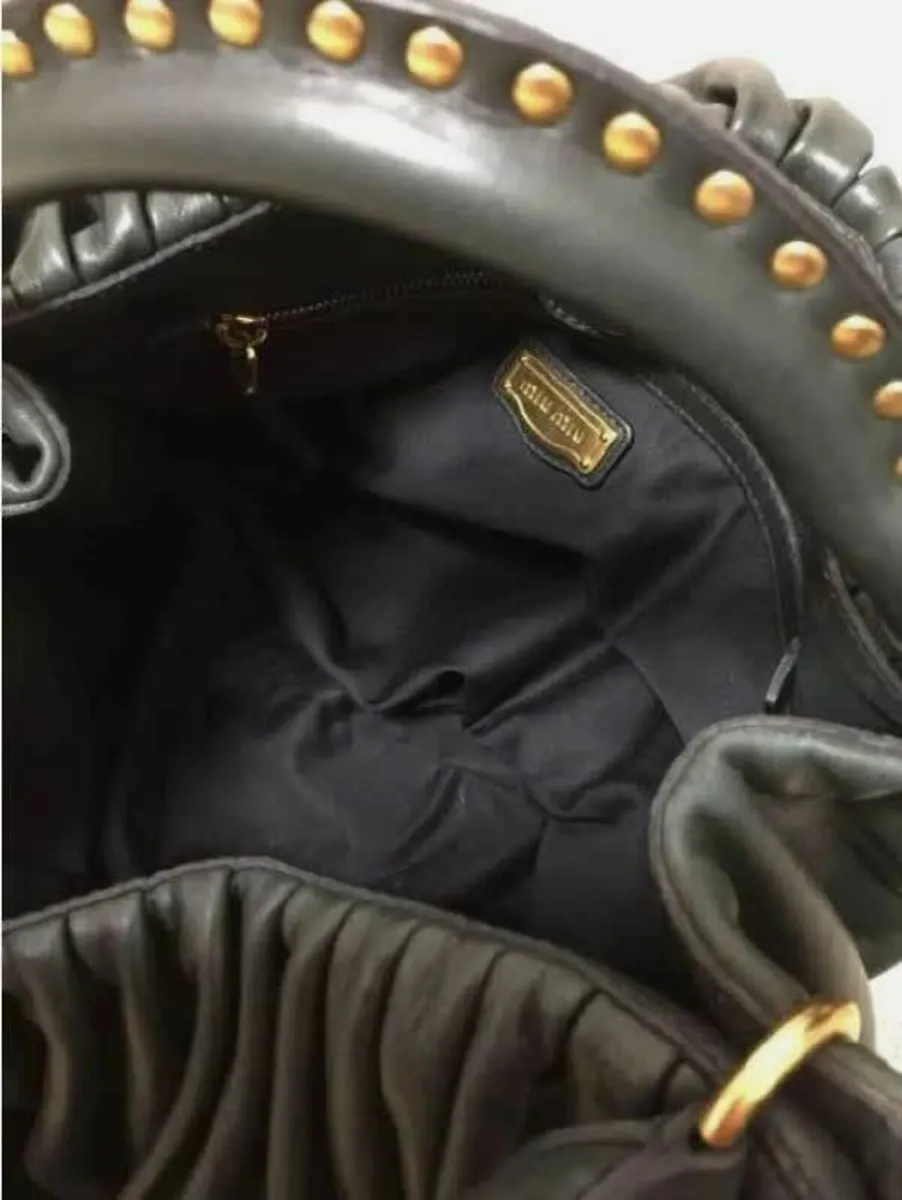 Miu Miu Pleated Shoulder Bag Dark Green Women's Ba - Image 2