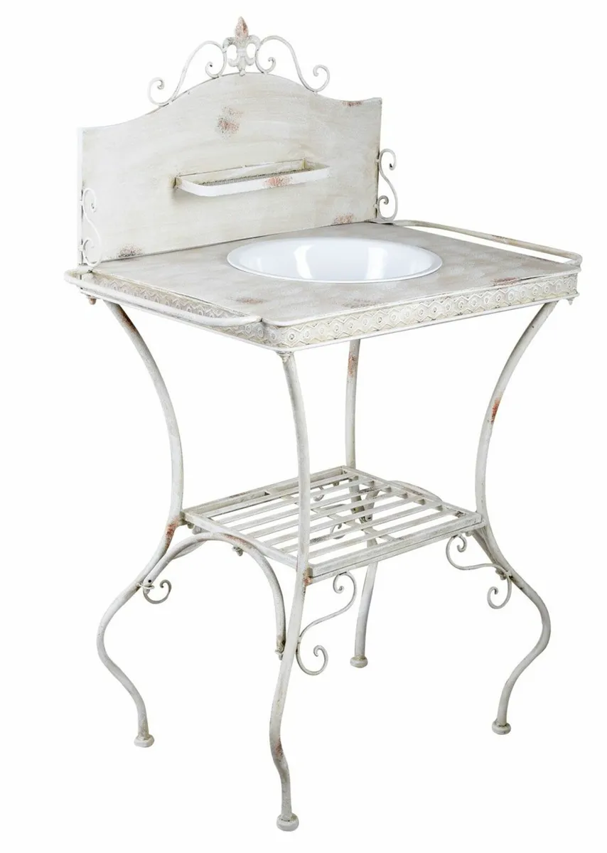 Maison Shabby Chic Nostalgic Washbasin White Iron - Image 1