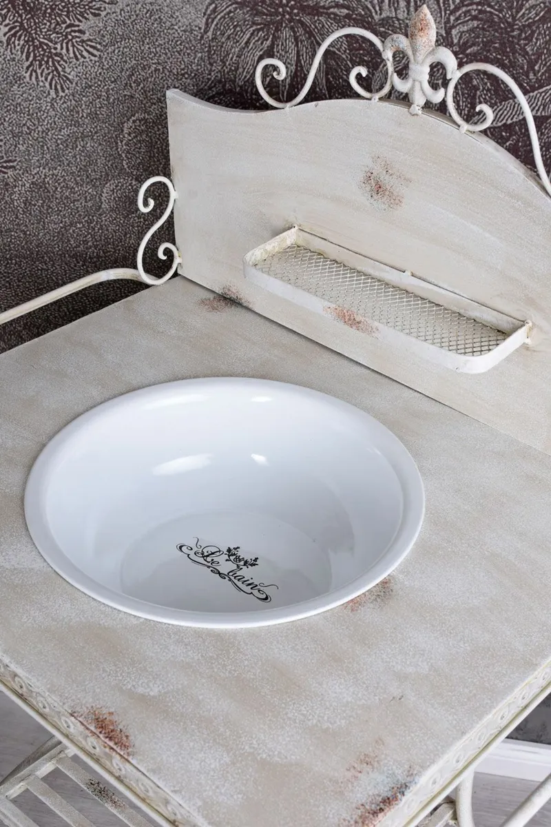 Maison Shabby Chic Nostalgic Washbasin White Iron - Image 3
