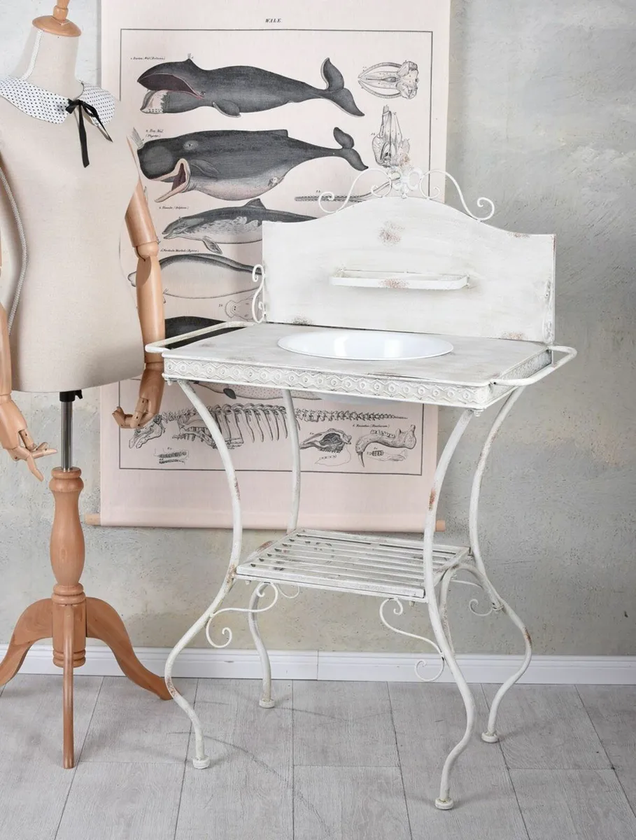 Maison Shabby Chic Nostalgic Washbasin White Iron - Image 4