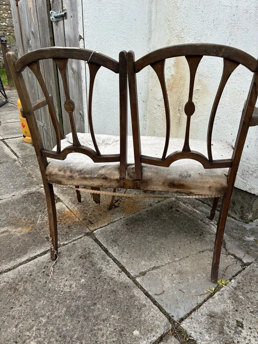 Antique 2 seat chair - Image 3