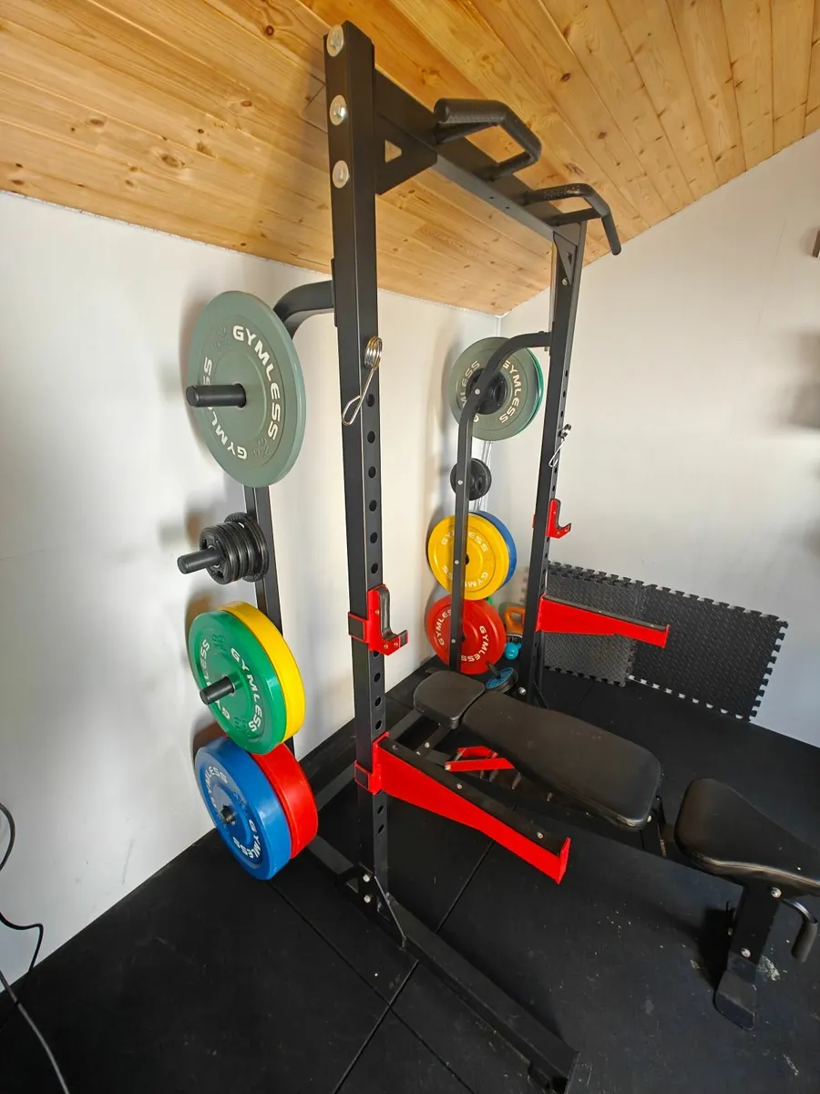 Half Squat Rack, Bench and Plates - Image 2