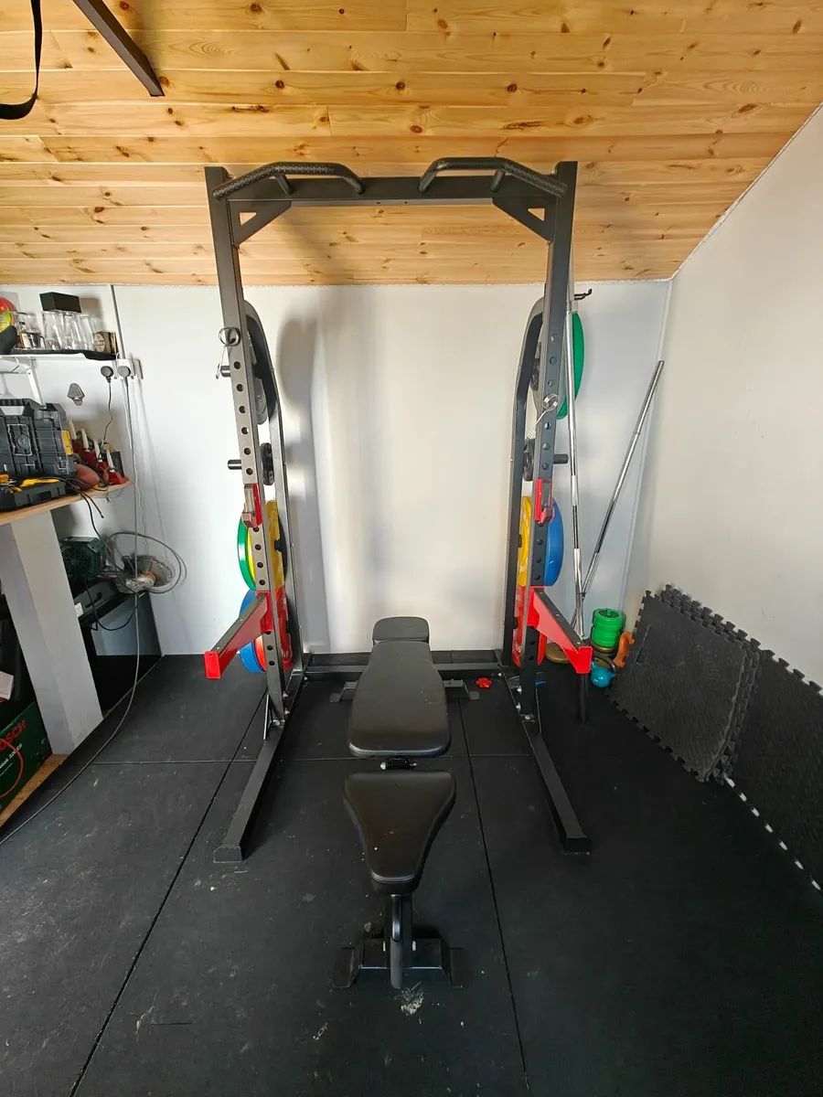 Half Squat Rack, Bench and Plates - Image 1