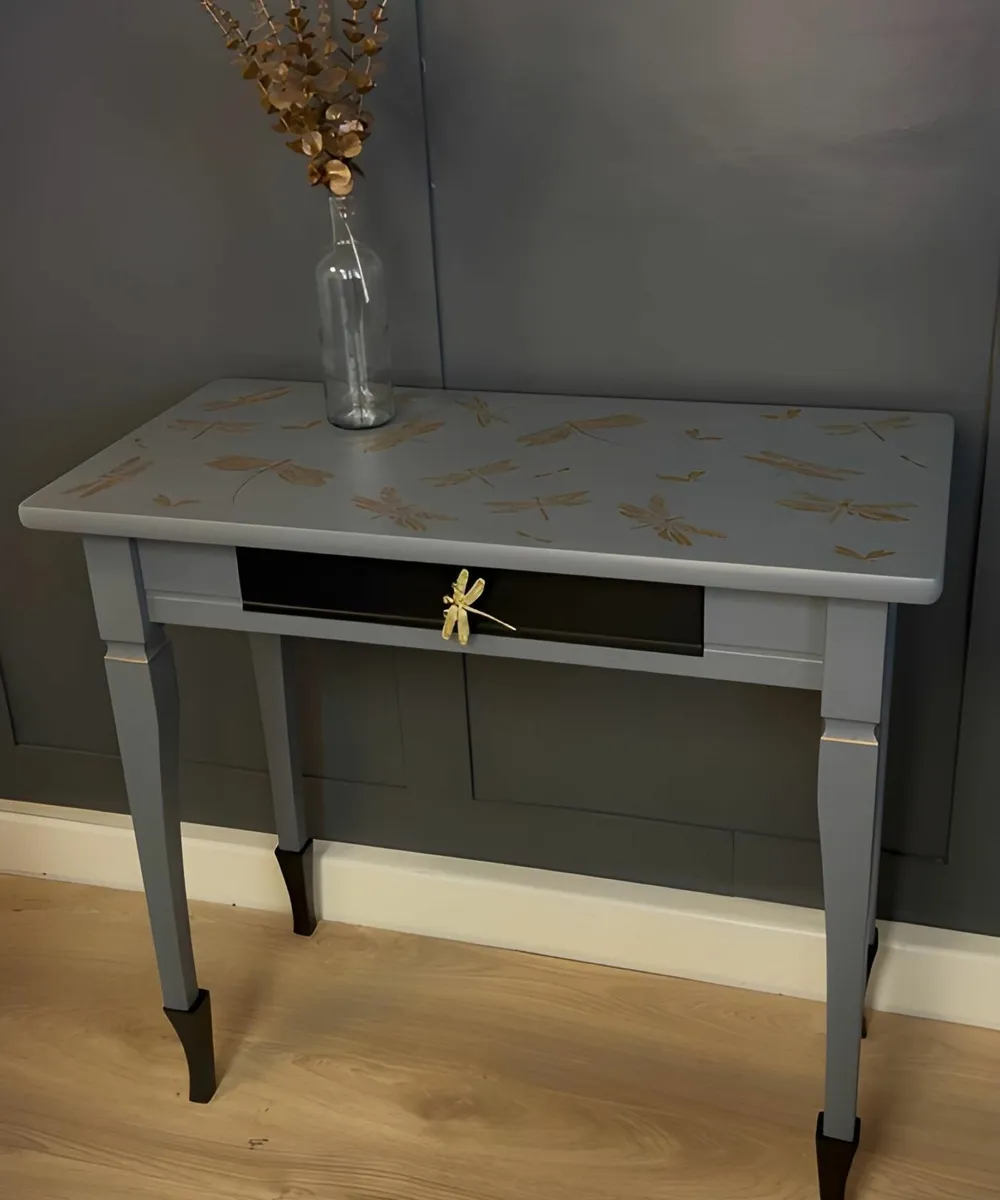 Black & Gold Dragonfly Console Table with Drawer - Image 1