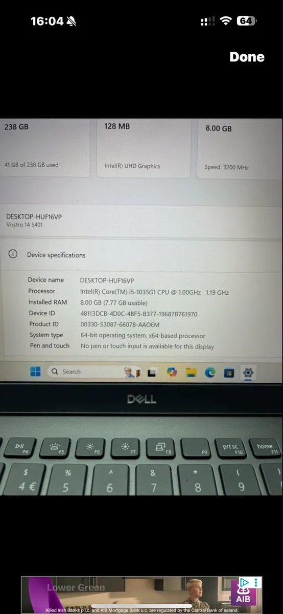 Dell laptop i5 10gen 8-256 win 11 pro - Image 4
