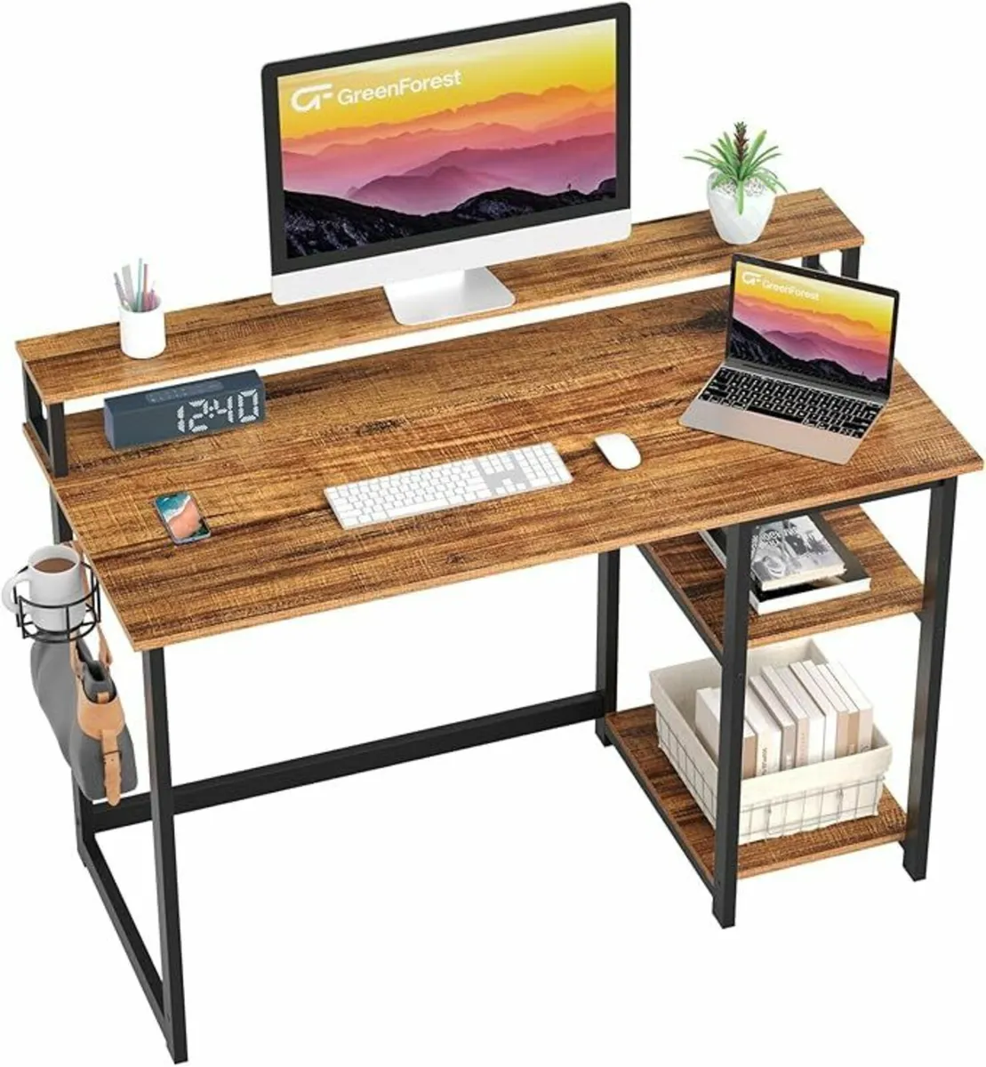 Computer Home Office Desk 120 cm Reversible Brown - Image 2
