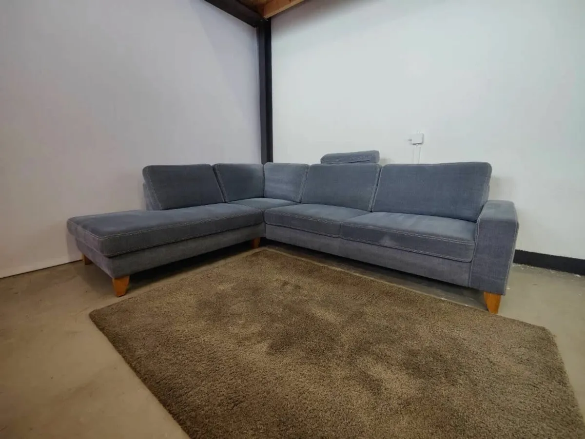 Sofa - corner bed, wooden legs, headrest - Image 1