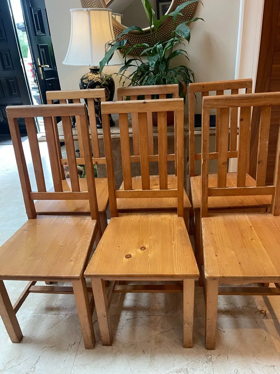 6 x Wooden Kitchen Dining Chairs - Can Deliver - Image 1