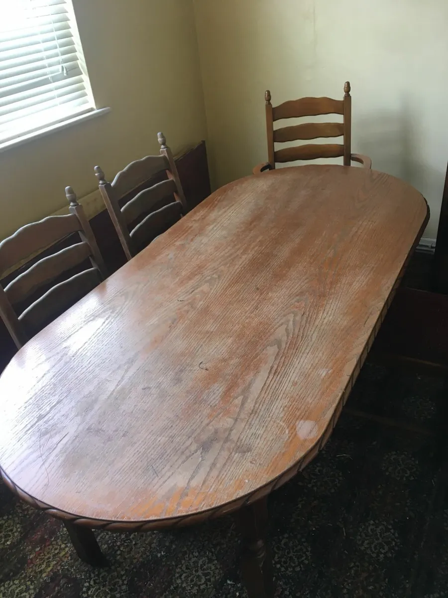 Solid Oak Dining Table and Chairs - Image 1