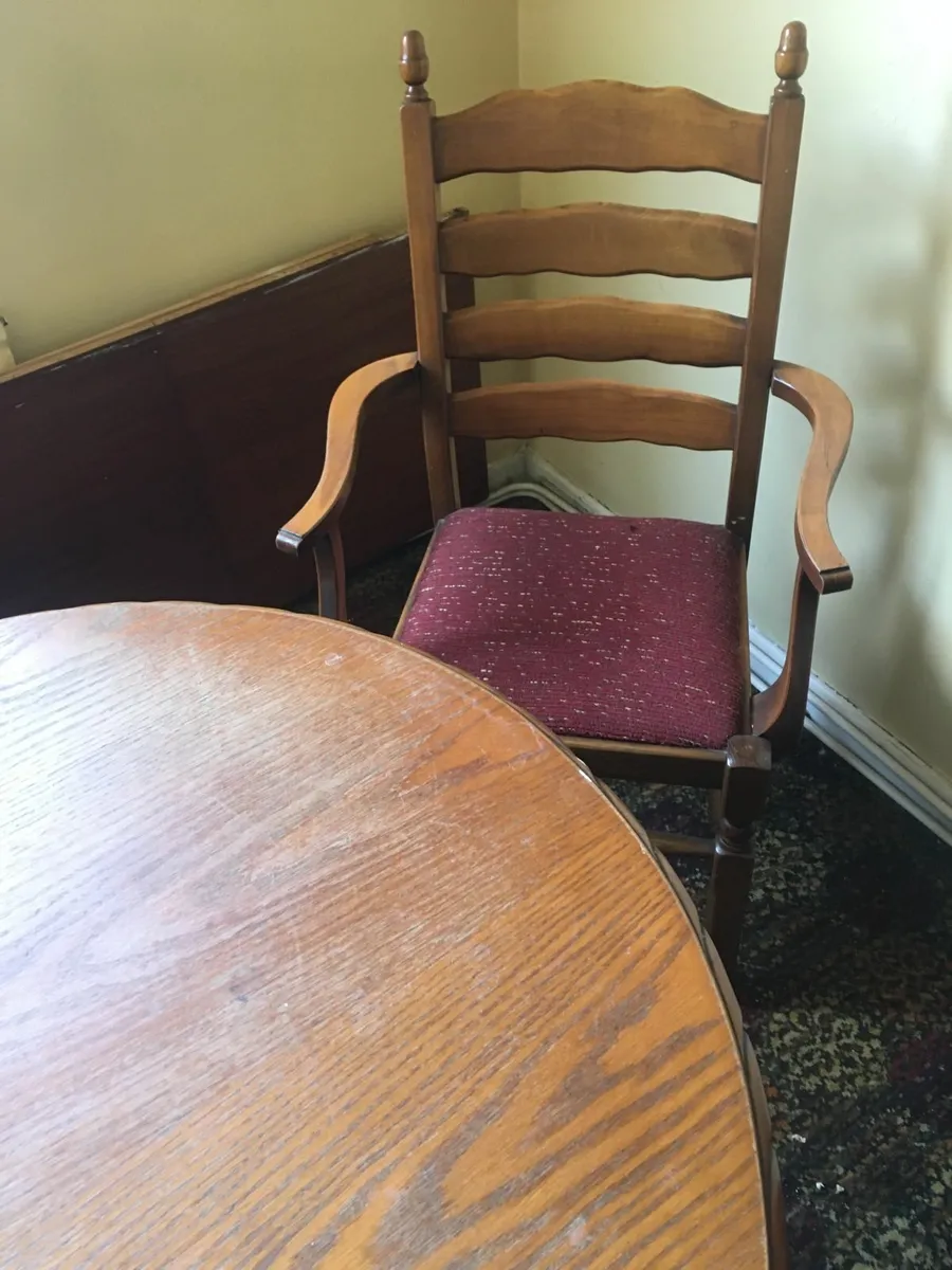 Solid Oak Dining Table and Chairs - Image 2
