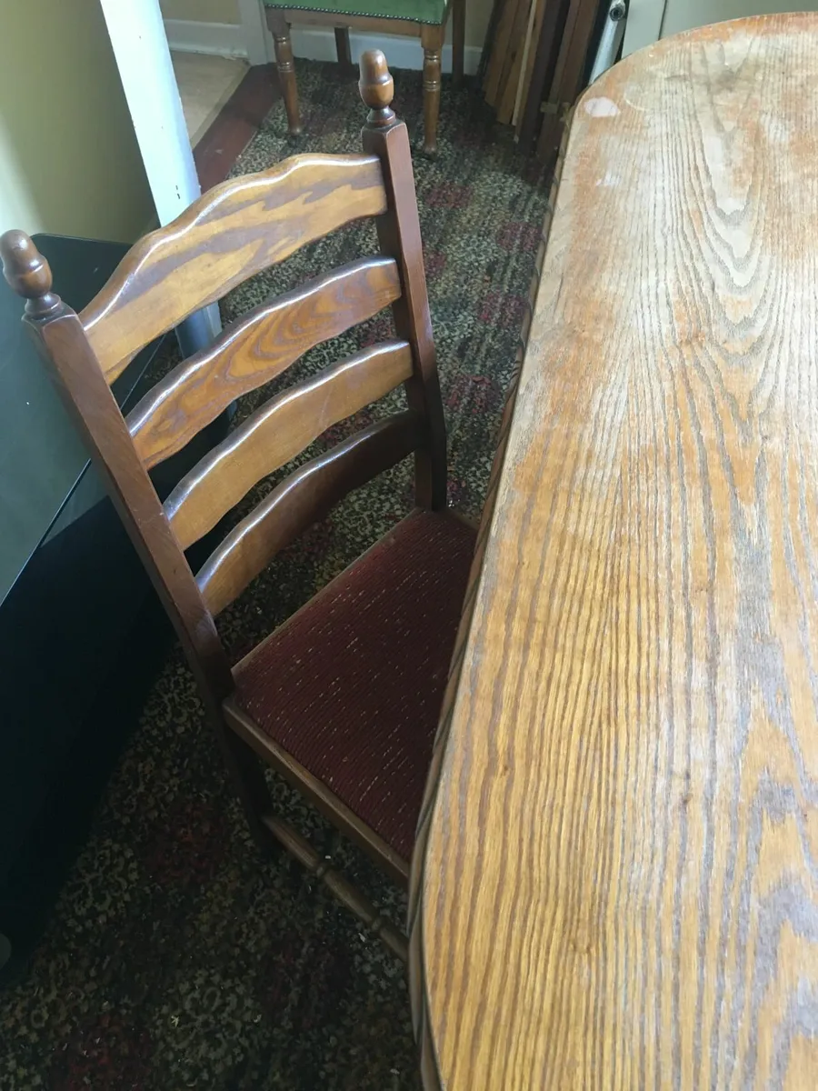 Solid Oak Dining Table and Chairs - Image 3