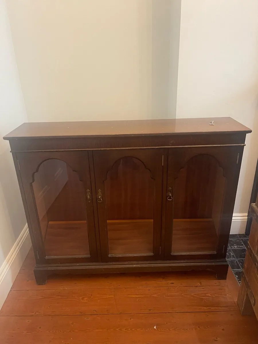 Glass and wood cabinet with shelves - free