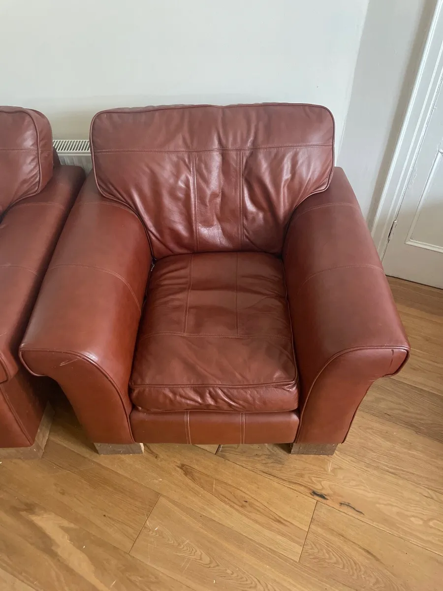 Leather couch and armchair set - Image 3