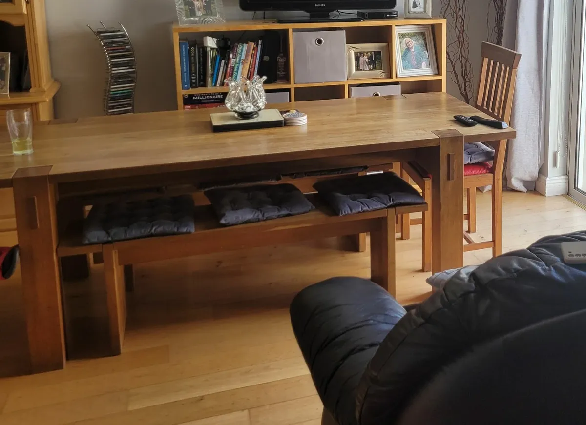 Laura Ashley Dining Room Table, Chairs and benches - Image 1